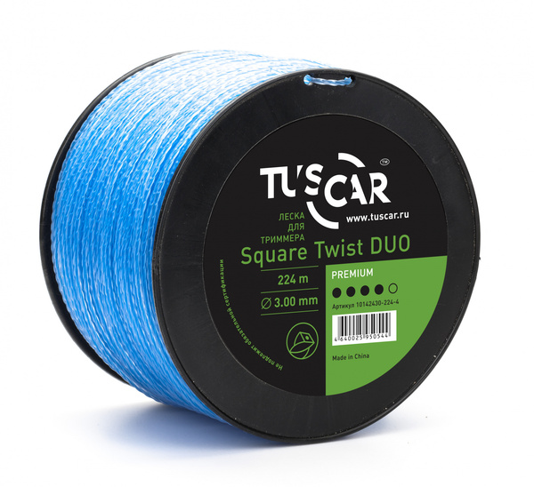 Леска TUSCAR Square Twist DUO, Premium, 3.0mm*224m 10142430-224-4