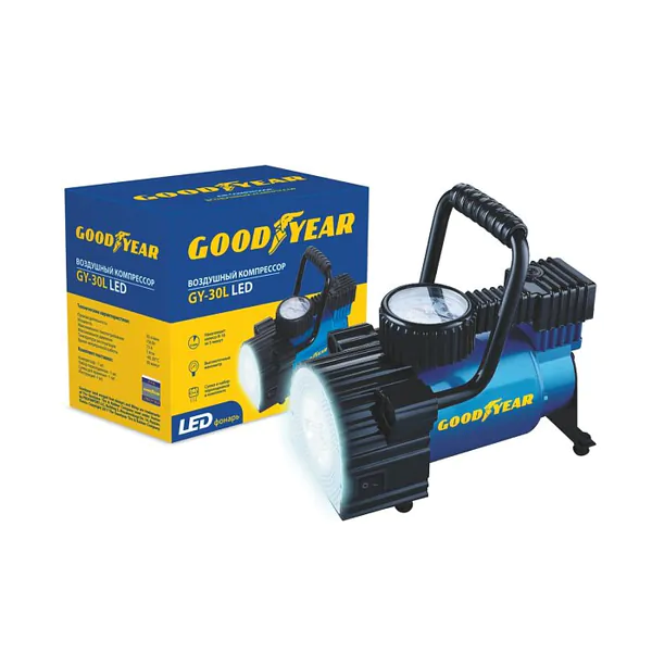 Компрессор автомобильный Goodyear GY-30L LED 30 л/мин с фонарём GY000103