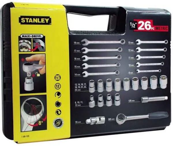 Набор головок торцевых для гаечных ключей Stanley сталь 26 предметов 1-89-105