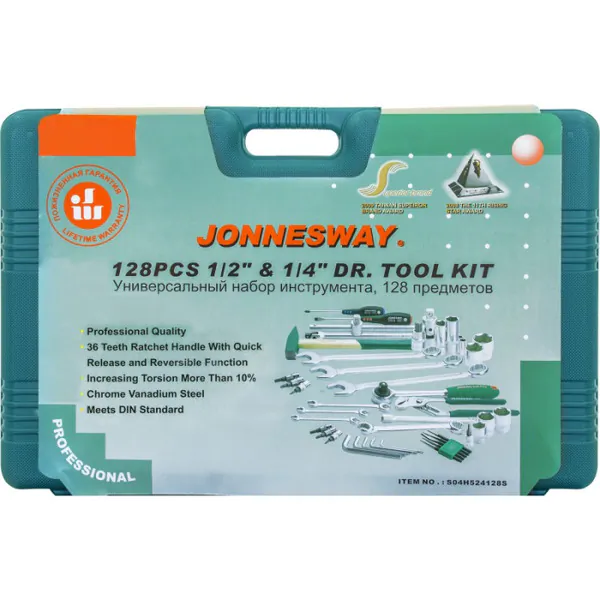 Набор инструмента Jonnesway 128 пр. 1/4" 1/2" DR S04H524128S  S04H524128S18  48372