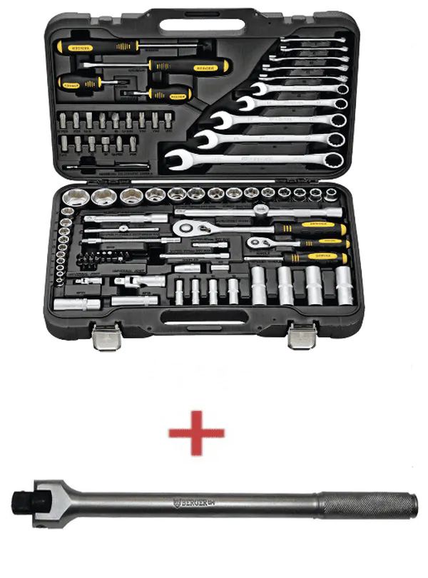 Набор инструмента Berger 95 пр.+вороток шарнирный 1/2" BG-3017