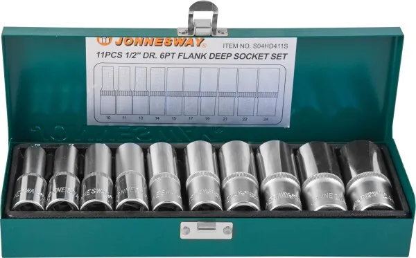 Набор головок удлиненных Jonnesway 1/2"DR 10-24 мм 11пр S04HD411S 47243