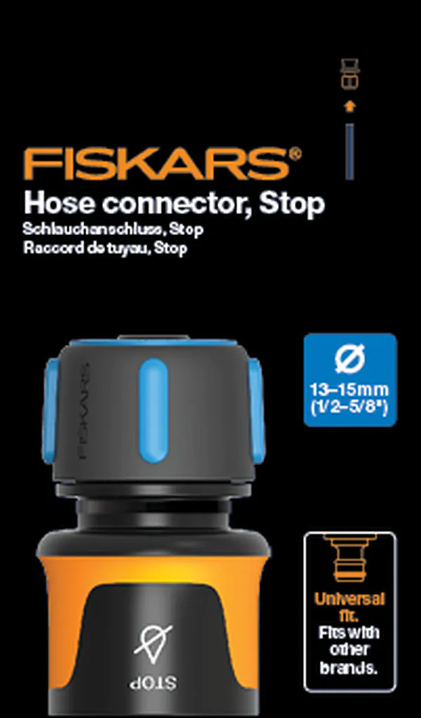 Коннектор Fiskars автостоп 13-15мм 1/2-5/8 1027079