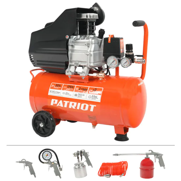 Компрессор Patriot EURO 50-260K + набор пневмоинструмента KIT 5В 525306316