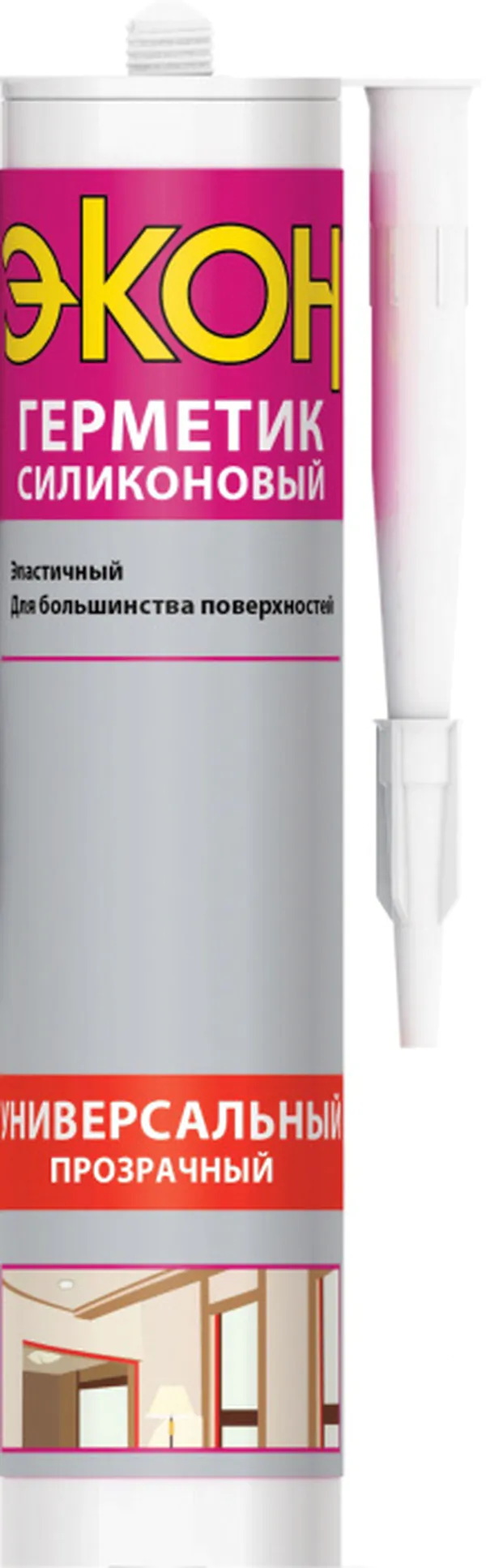 Герметик ЭКОН силиконовый Универсальный прозрачный  280мл; 12шт в упак. /2229420
