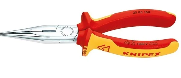 Длинногубцы диэлектрические Knipex Flachrundzange с резцом 1000V KN-2506160