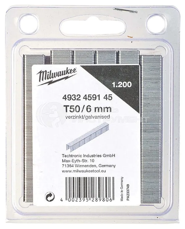 Набор скоб Milwaukee для степлера T50/6мм (1200шт) 4932459145