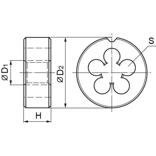 Плашка Thorvik D-Combo круглая ручная М4*0,7 HSS Ф20*5мм MD407 52829