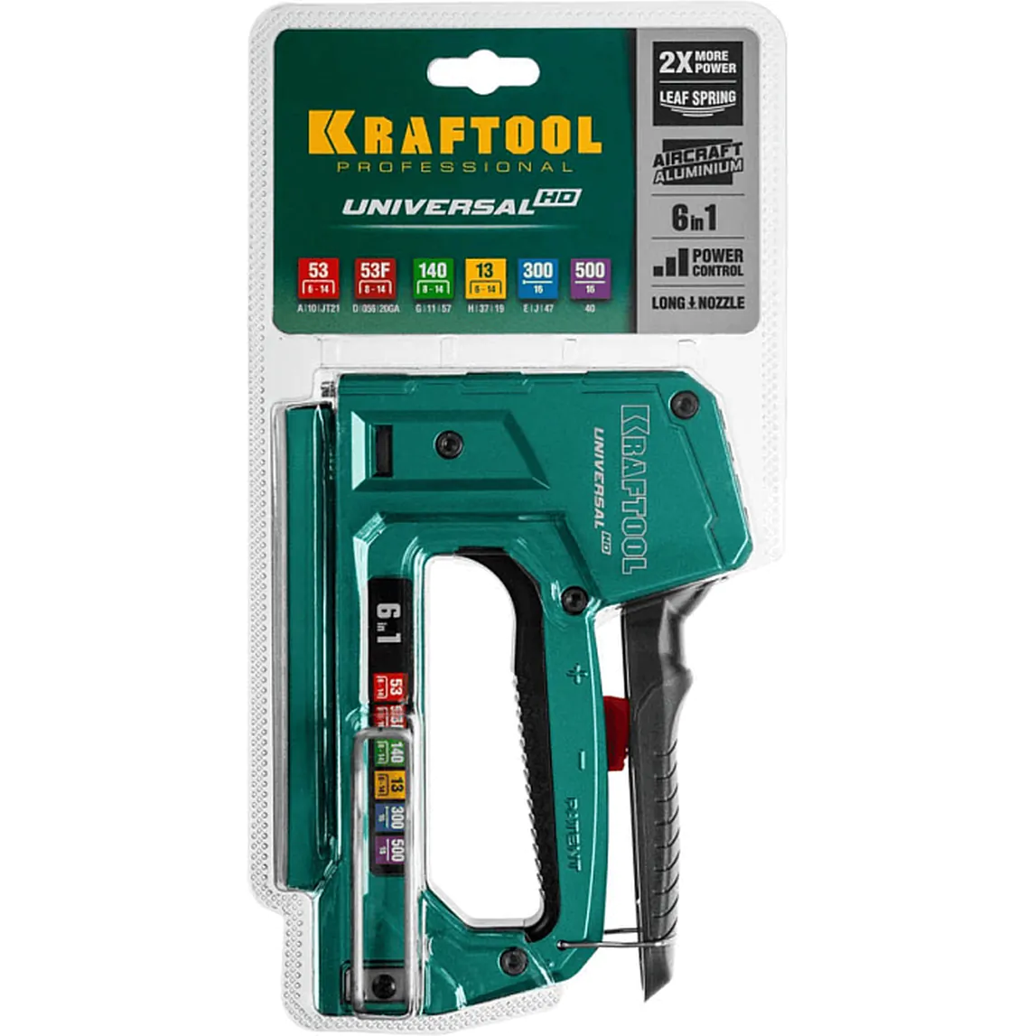 Степлер Kraftool Universal-HD 6-в-1: 53,140,13,53F,300,500+скобы 3188