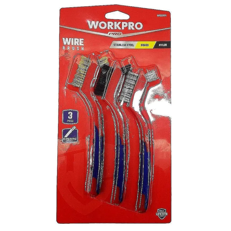 Набор щеток WorkPro 3пр(нейлон,латунь,нержав.) WP253005