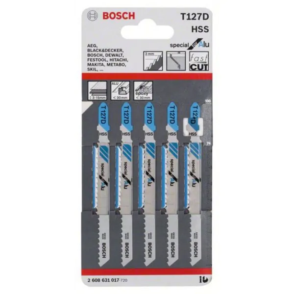 Пилки для лобзика Bosch Т127D HSS  5шт  2608631017