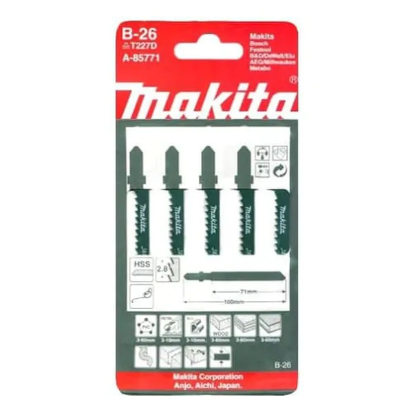 Пилки для лобзика по дереву и ламинату Makita B-26 70мм А-85771