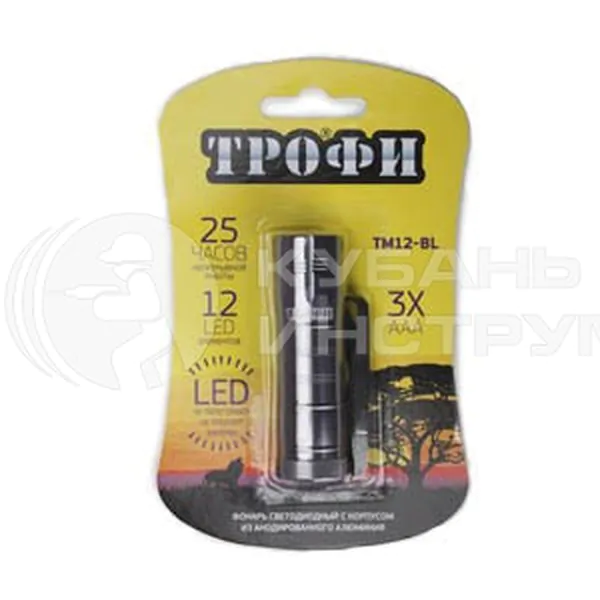 Фонарь Трофи TM12-BL 12xLED алюм 3xAAA 01-00001379