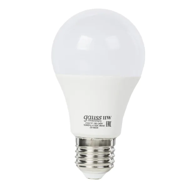 Лампочка Gauss LED Elementary A60 11W E27 3000K 1/50 (2 лампы в упаковке) 23211P