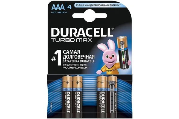 Батарейка Duracell LR03 4BL Turbo (40/120) 01-00006089