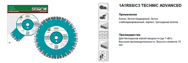 Диск алмазный Distar Technic Advanced 1A1RSS/C3-Н 350*3,5/2,5*15*25,4-(11,5)-24 14320347025