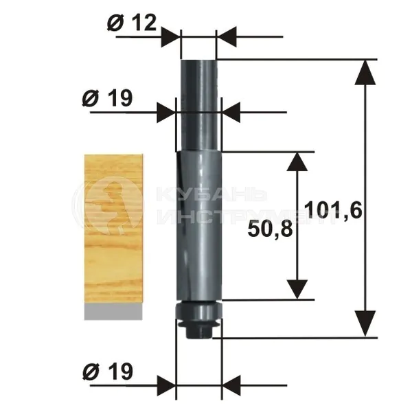 Фреза кромочная прямая Энкор 19*50,8мм хв.12 мм по ДСП 28059
