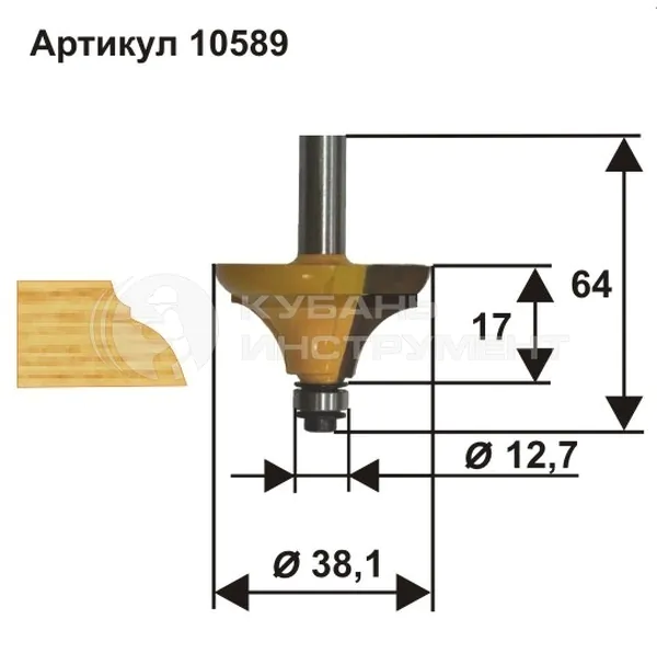 Фреза фигирейная горизонтальная Энкор 38,1*17мм хв.12мм 10589