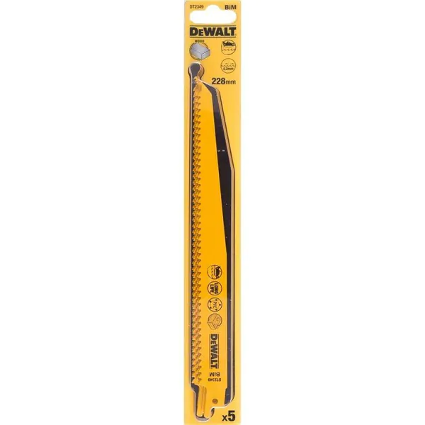 Полотно для сабельной пилы по дереву DeWalt S1111DF 228*4,2 (5шт) DT2349-QZ