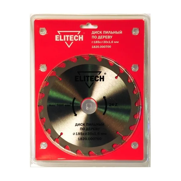 Диск пильный по дереву Elitech 185*30*24T 1820.000700