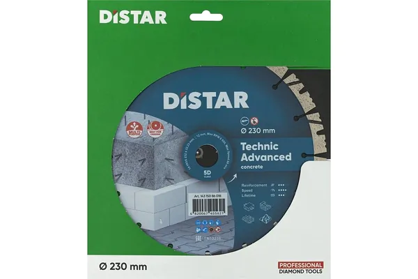 Диск алмазный Distar Technic Advanced 1A1RSS/C3-H 232*2.6/1.8*12*22.23-16 14315086018