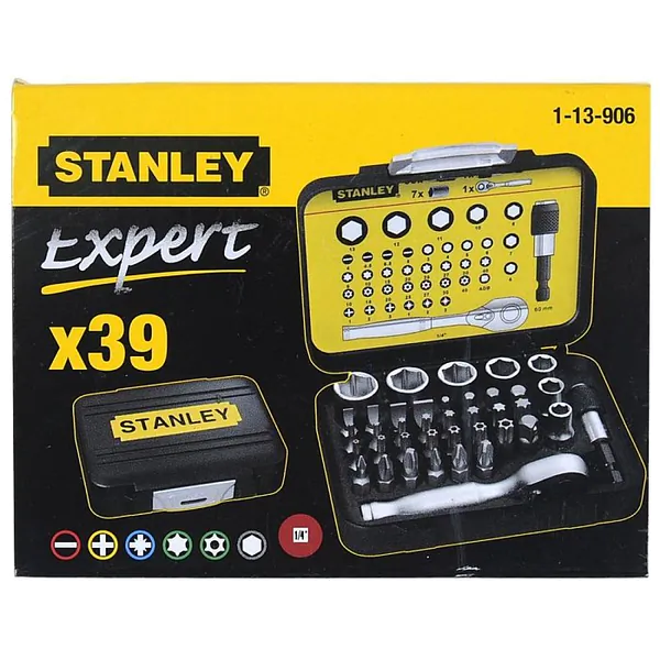 Набор бит и торцевых головок Stanley (39шт) Expert 1/4" 1-13-906