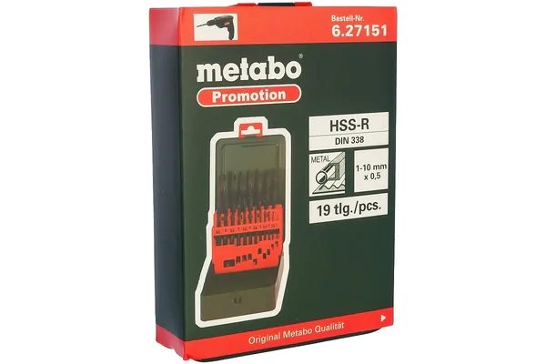 Набор сверл по металлу Metabo (19шт) 1-10мм 627151000