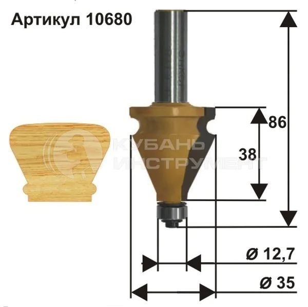 Фреза кромочная фигурная Энкор 35*38мм хв.12мм 10680