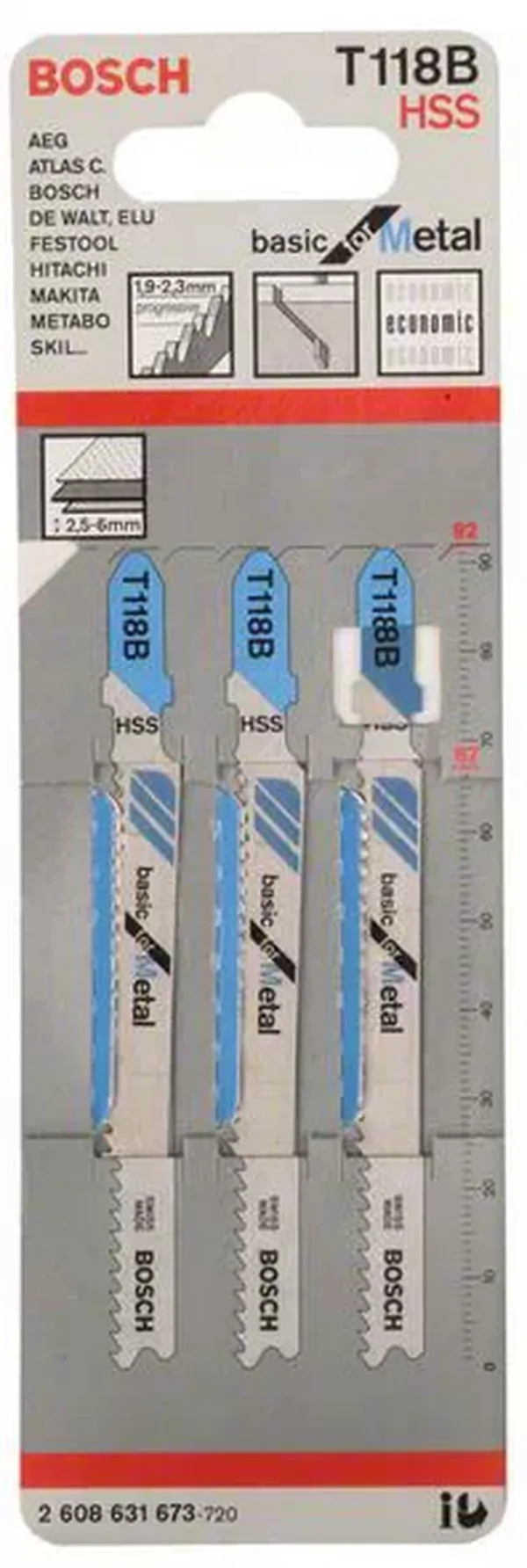 Пилки для лобзика Bosch T118В HSS (3шт) 2608631673