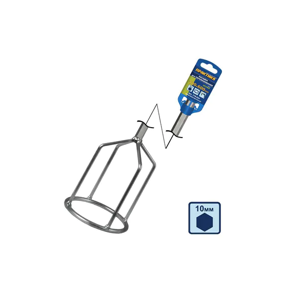 Насадка для миксера Практика 100*600мм Hex 10  для гипсовой, цементно-песчанной смеси  779-554