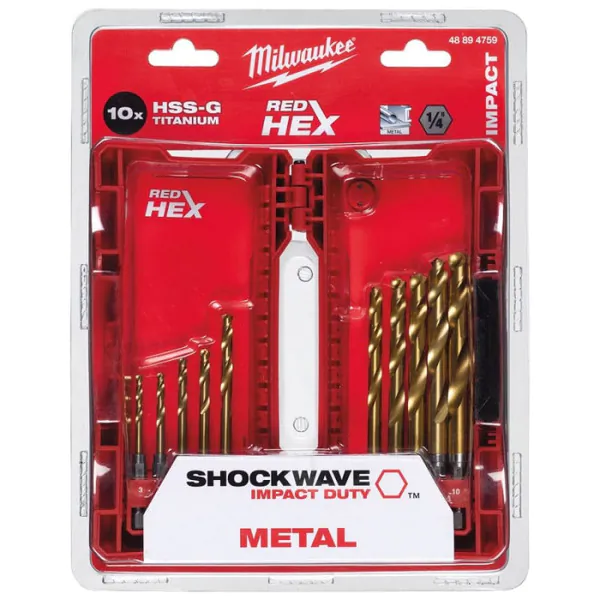 Набор сверл по металлу Milwaukee  10шт  RedHex HSS-G TiN 48894759