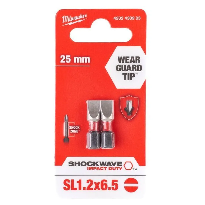 Насадка Milwaukee Shockwave SL1,2*6,5 25мм 2шт 4932430903