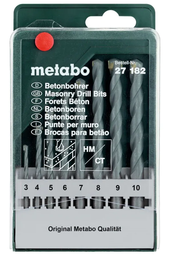 Набор сверл Metabo  8шт  classic HM 3-10мм 627182000