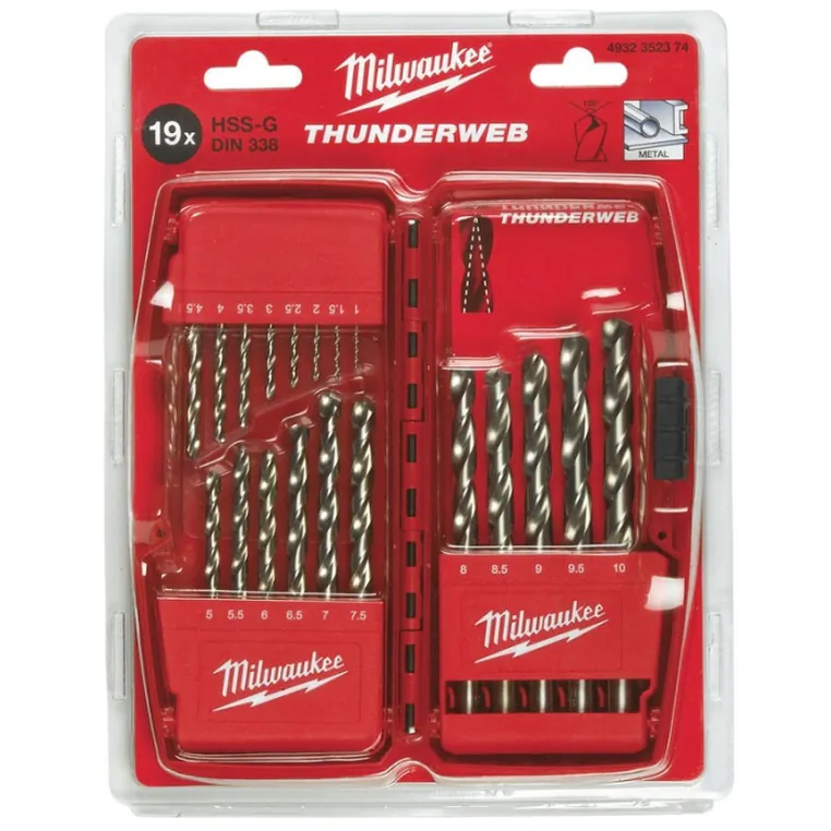 Набор сверл по металлу Milwaukee  19шт  HSS-G Thunderweb 4932352374