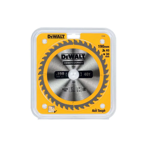 Диск пильный по дереву DeWalt Construct 190/30 40 ATB +10° DT1945-QZ