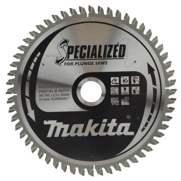 Диск пильный по алюминию Makita 165*20*1,4*56  для DSP600  B-56714