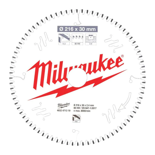 Диск пильный по алюминию Milwaukee 216*30*2,4*80 4932471319