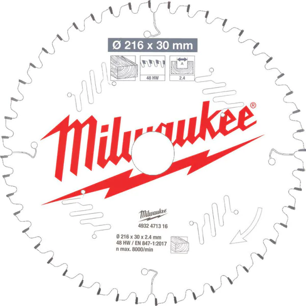 Диск пильный по дереву Milwaukee 216*30*2,4*48 4932471316