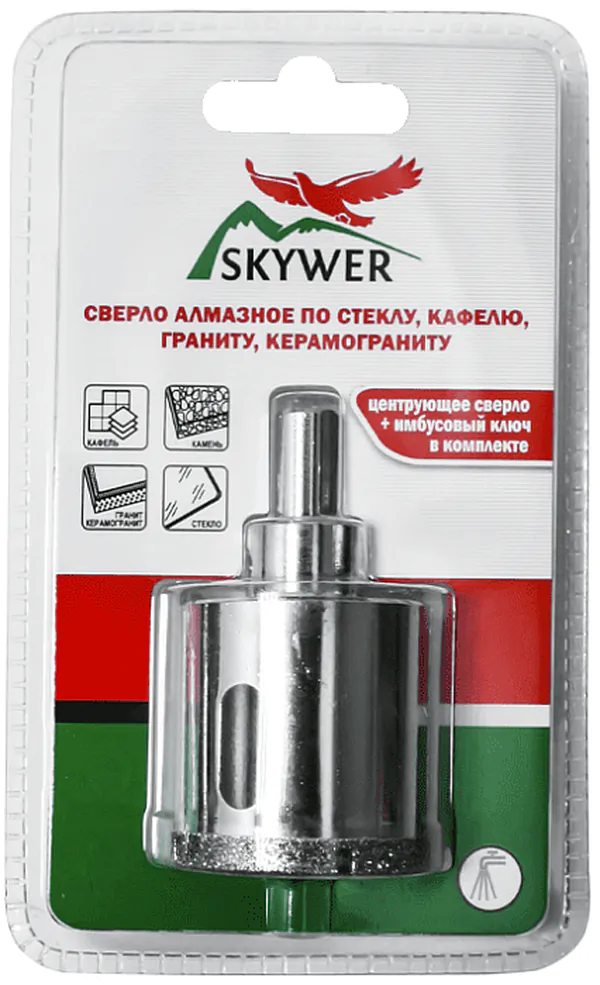 Коронка алмазная SKYWER 35мм (по кафелю, стеклу, граниту, керамограниту) SK-SAHGRNT35