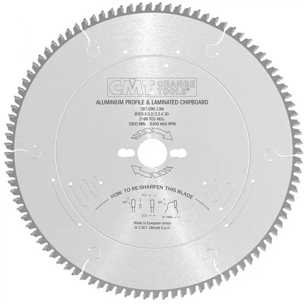 Диск пильный CMT 305*30*3,2/2,5  -6° TCG Z=96  297.096.13M