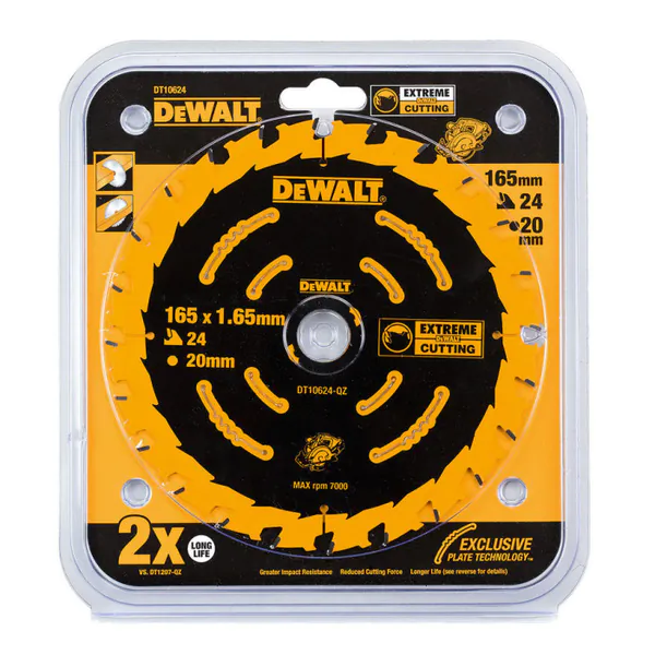 Диск пильный по дереву DeWalt Extreme 165*20 1,65 24 WZ 18° DT10624-QZ