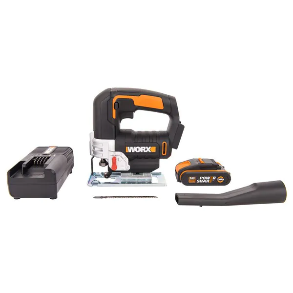 Аккумуляторный лобзик WORX WX543, 20В, 2 Ач х1, кейс