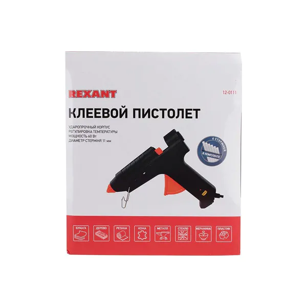 Пистолет клеевой Rexant 60Вт Ø11мм t120..240℃ 12-0111