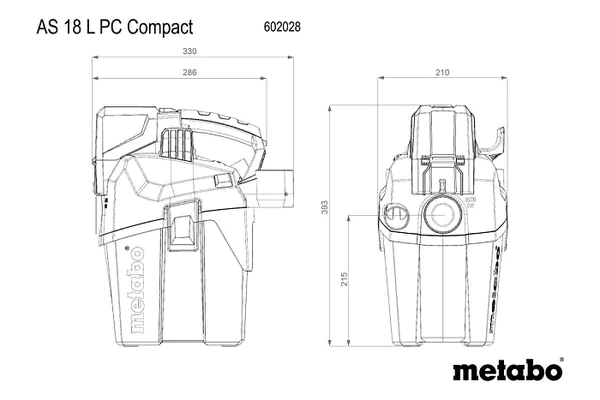 Аккумуляторный пылесос Metabo AS 18 L  PC (без АКБ и ЗУ) 602028850