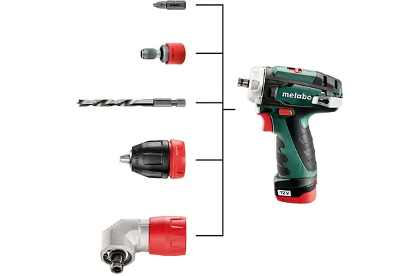 Аккумуляторная дрель-шуруповерт Metabo PowerMaxx BS Quick, угл.насадка, кейс LC40 600156950