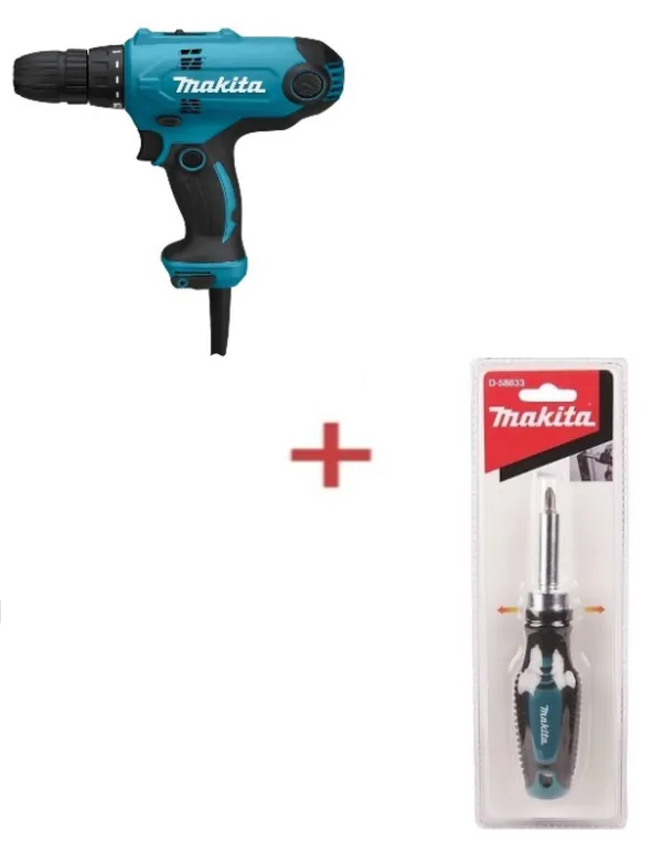 Дрель-шуруповерт Makita DF 0300 + Ручная отвертка с битой Makita D-58833 DF0300X1