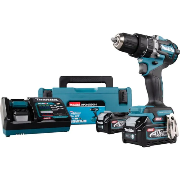 Аккумуляторная дрель-шуруповерт Makita HP002GD201 XGT BL 40В, 13мм, 65/30Нм 2x2.5 Ач