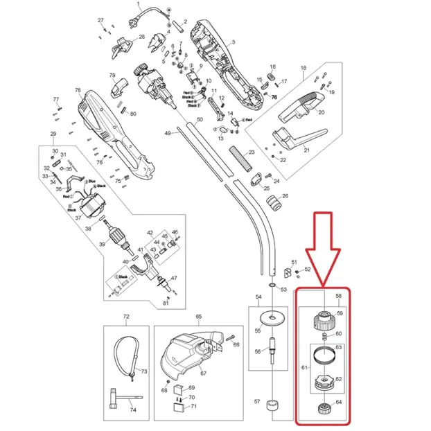 Катушка для триммера Makita M10*1,25LH 2мм полуавтоматическая YA00000474