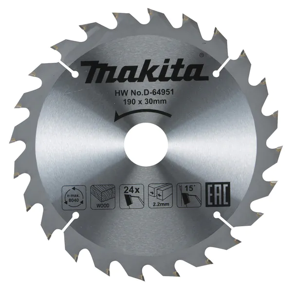 Пильный диск для дерева Makita 190*30*2.2/1.4*24T D-64951