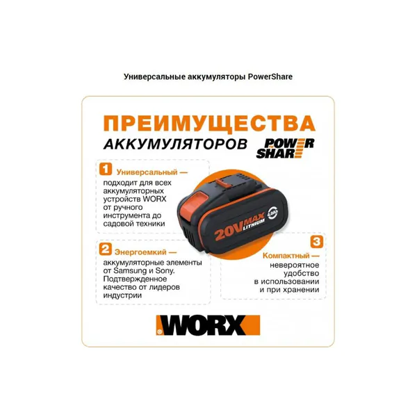 Аккумуляторная угловая шлифовальная машина WORX WX803